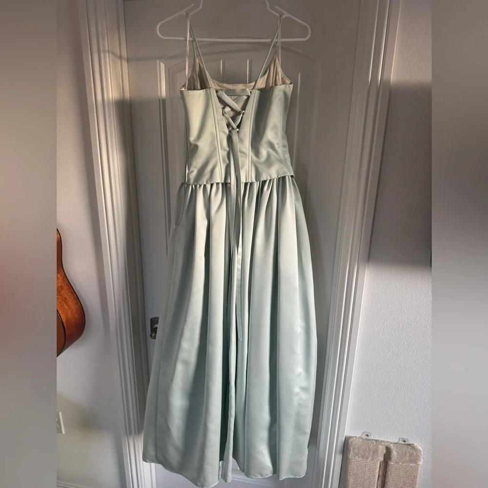 Scott McClintock | Corset Lace-Up Formal Dress Mint Satin | Size 12 (Runs Small) - Picture 8 of 11
